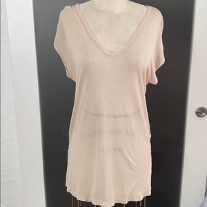 KAIN label tan sheer silk long tunic blouse top OS